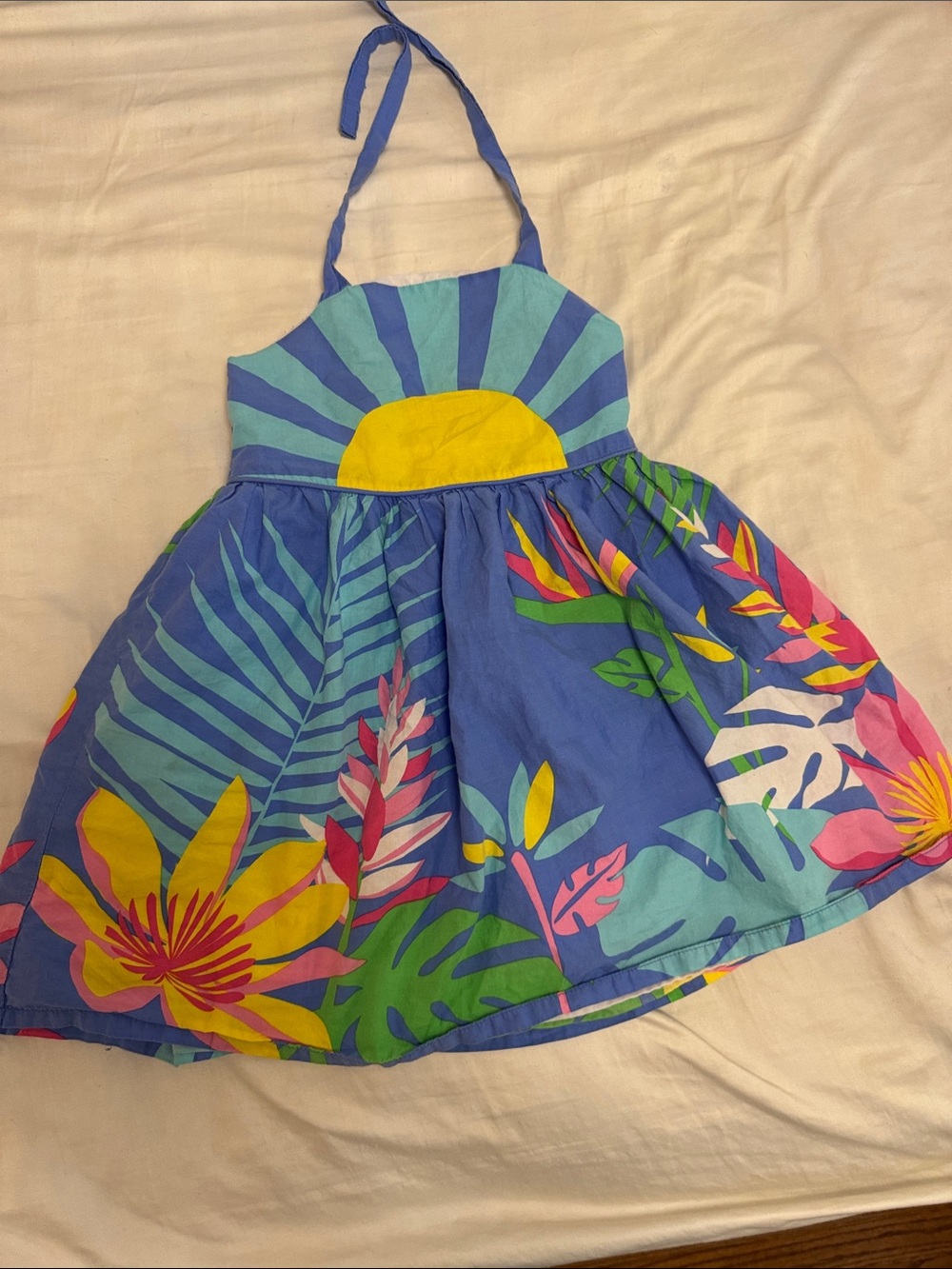 Tropical Halter Sun Dress with Bold Floral Print